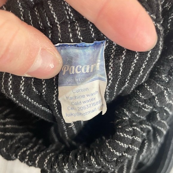 Pacari linen wide leg drawstring pinstriped cargo pants - Picture 4 of 5